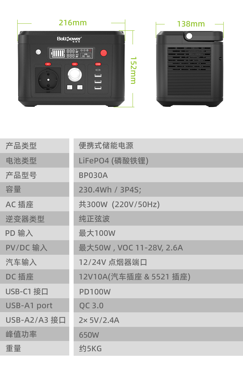 電將軍BP030A 300W便攜式儲能電源04